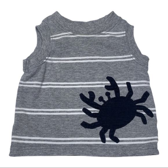 Gymboree Stripe Crab Detail Tank Top Grey - Picture 1 of 3